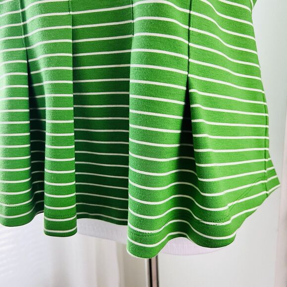 Maeve by Anthropologie Green & White Striped Peplum Ruffle Blouse - Size Large - Picture 4 of 9